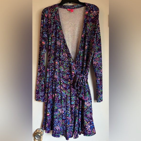 Rilla Long Sleeve Wrap Romper Lilly Pulitzer - Picture 2 of 6